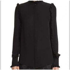 Kobi Halperin Kristin Ruffle Button Down Silk Top